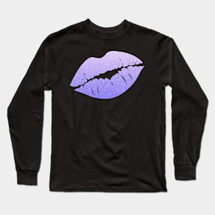 Purple Ombre Faux Glitter Lips Long Sleeve T-Shirt